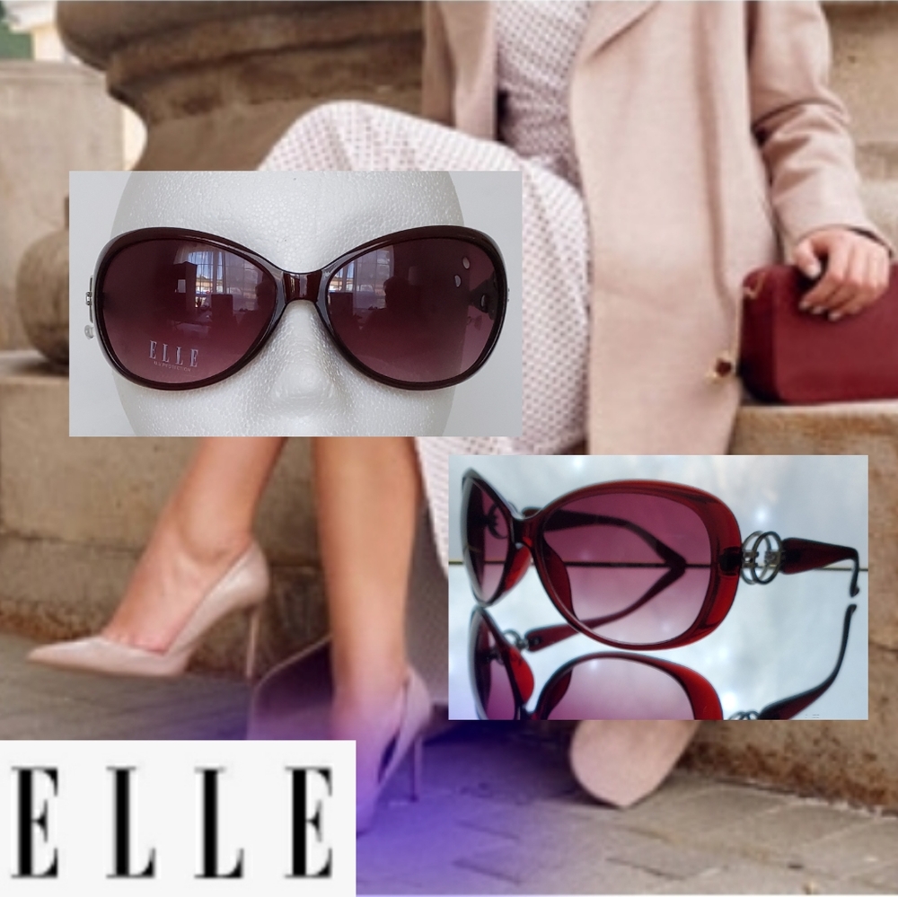 💜  Rectangular Designer Plum Sunglasses by: ELLE